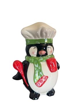 Ceramic Penguin Chef Figurine Hand Painted Kitchen Decor Christmas 7.5”